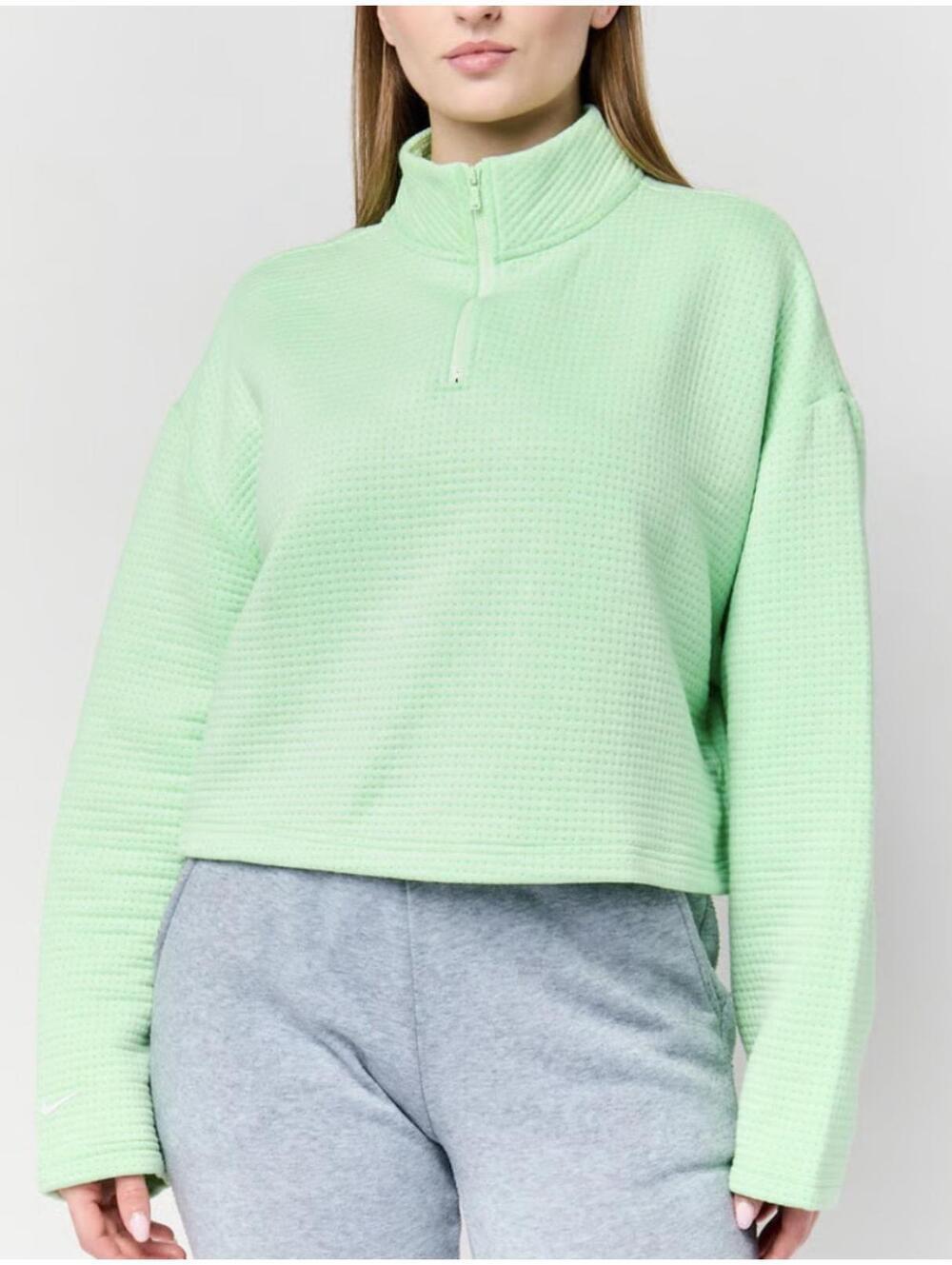 Nike Loose Fit Half Zip Neon Green Sweater - Large